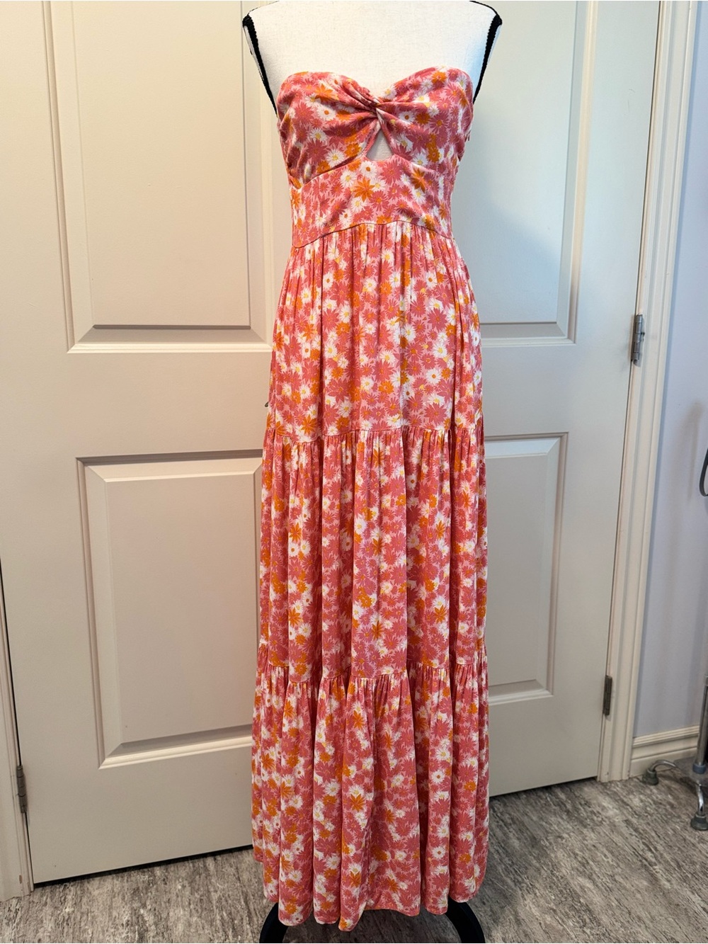 L*Space Anthropologie “Alessandra” Strapless Tiered Maxi Cutout at Bodice Flowy